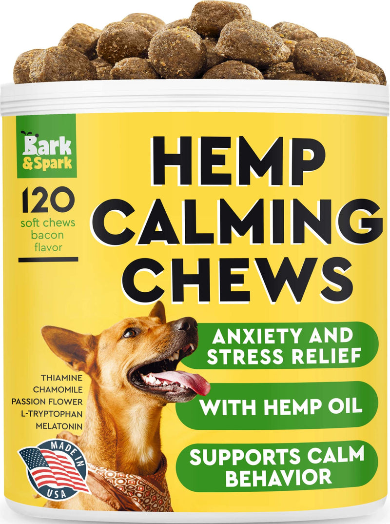 Glucosamine Dog Treats + Calming Hemp Treats Bundle - Senior Advanced Joint Health + Anxiety Relief - Chondroitin, Omega-3 + Hemp Oil - Hip & Joint Care + Stress Relief - 120 + 120 Chews - Made in USA