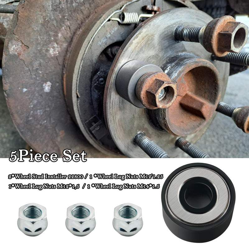2PCS Wheel Stud Installer Tool Kit OEM 22800,Heavy Duty Lug Stud Installer Tool with 3PCS 3 Type 3/4 Hex Wheel Lug Nuts,Professional Wheels Studs Removal Tools Car Accessories