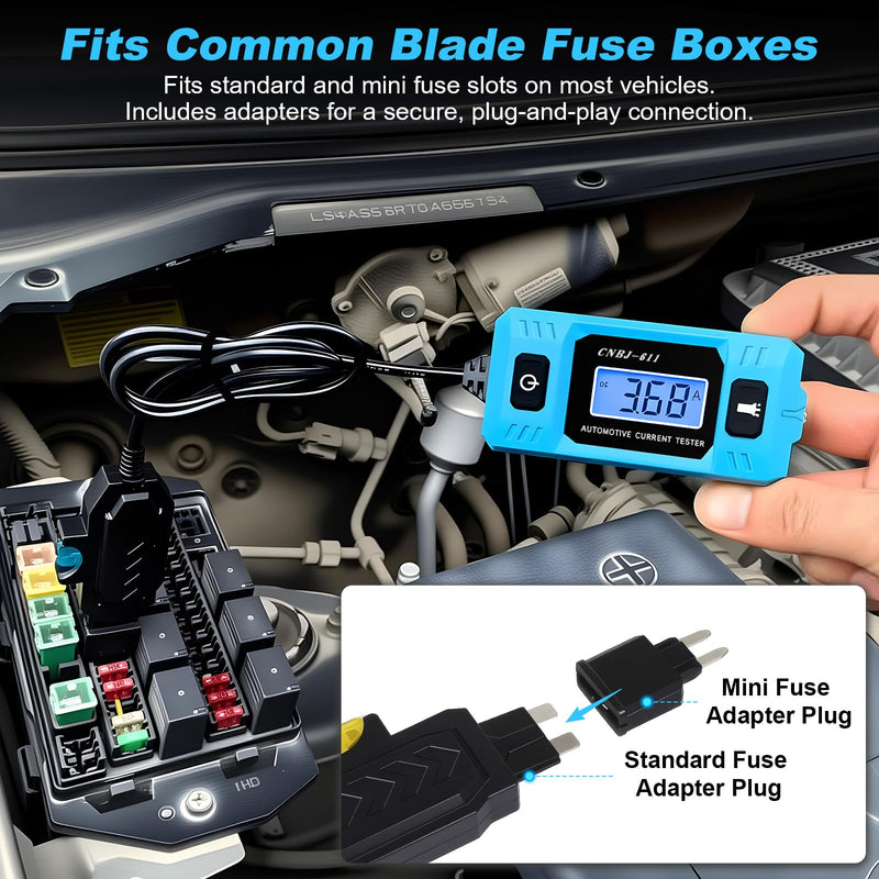 1797 Automotive Circuit Relay Tester & Digital Test Light Kit, Car Electrical 20A 48V High-Precision Blade Fuse Current Checker with LCD, 5–90V Power Probe Voltage Tester (Battery Not Included)
