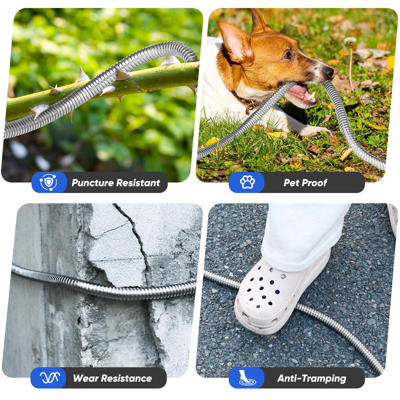 Garden Hose 50 ft, Stainless Steel Metal Hose, Flexible Water Hose with 10 Function Nozzle, Kink Free, Leak-Proof, Heavy Duty Hose for Yard, Outdoor, Lawn, RV, Car Wash and Camper Use 50FT
