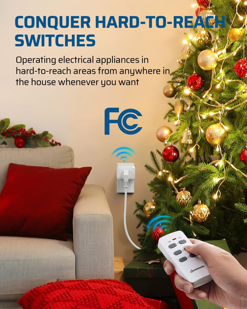 DEWENWILS Wireless Remote Control Outlet, Programmable and Expandable Electrical Outlet Switch, Wireless Remote Light Switch, 100FT Range, FCC Listed, 1 Remote and 3 Outlets 1 Remote + 3 Outlets