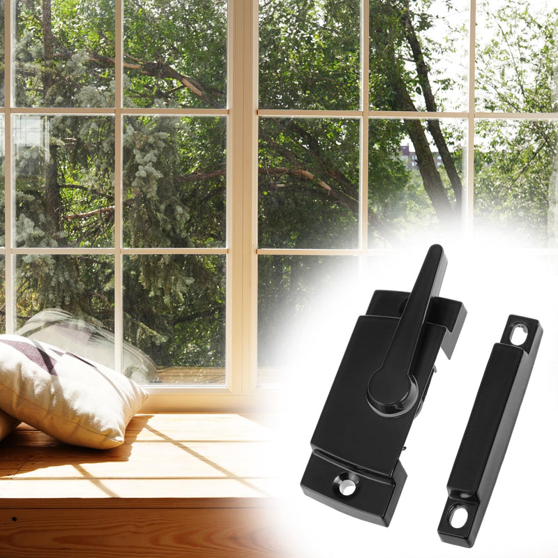 QWORK Black Window Sash Locks, 10 Pcs, Zinc Alloy Latch Replacement for Vertical & Horizontal Sliding