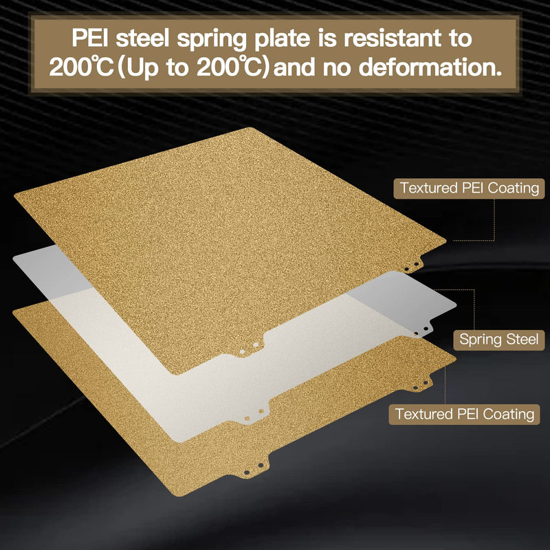 Double Sided Textured PEI Sheet for Voron 2.4,355x355mm/13.9x13.9inch,Flexible Spring Steel Build Platewith Magnetic Base for Voron 2.4 350,Sovol SV03, RepRap 3D Printer.