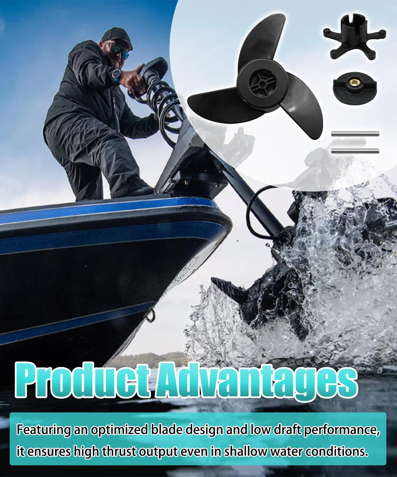 MGA089B 3 Blade Trolling Motor Propeller Fits for MotorGuide 3.5" Motor Diameters,Machete III Black 3-Blade Prop,Fits for MotorGuide R3,55lb,W55,Xi5,36V,75 wireless remote control marine motors