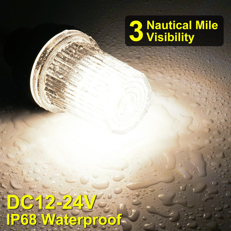 DC12-24V 12 Inch LED Fold Down Boat Anchor Light Stern Light Navigation Lamp Waterproof for Pontoon and Fishing Boat