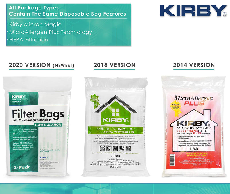 Kirby 204814 Micron Magic HEPA Filter Plus Bags, 6, White Vacuum Bags… (6 Pack Filter bags) 6 Pack Bags