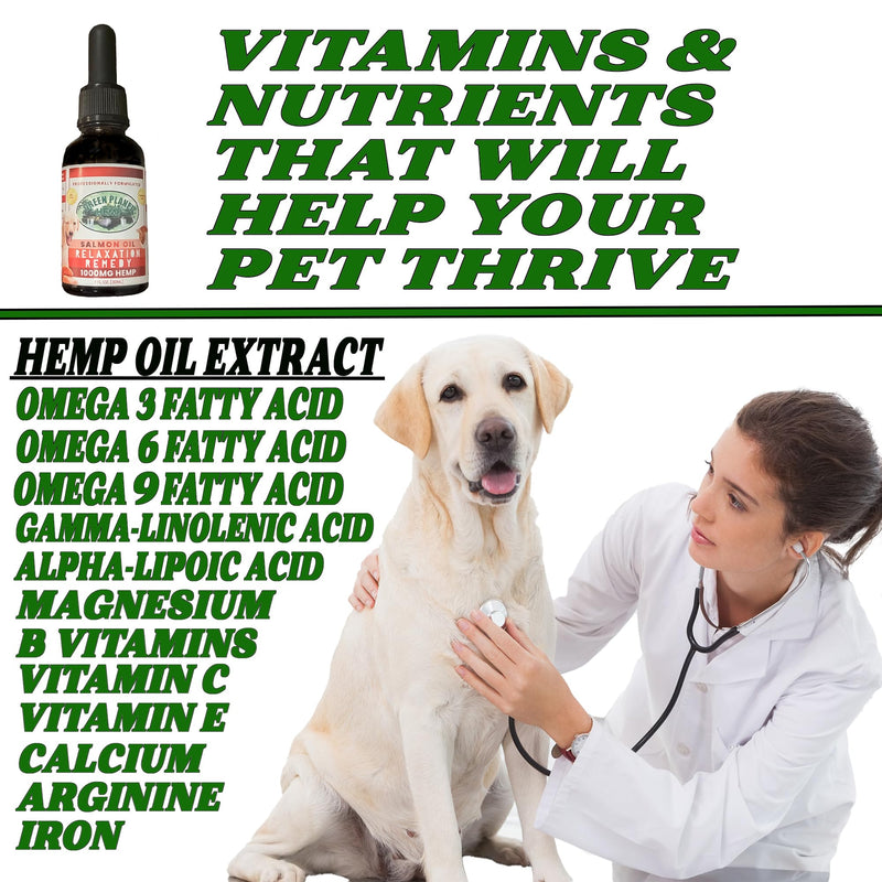 Pet Hemp Oil |Dogs and Cats | Wild Alaskan Salmon Hemp Oil |Hip, Joint and Muscle Support | Aids with Skin, Coat, Anxiety, Stress and Pain | 1000 mg