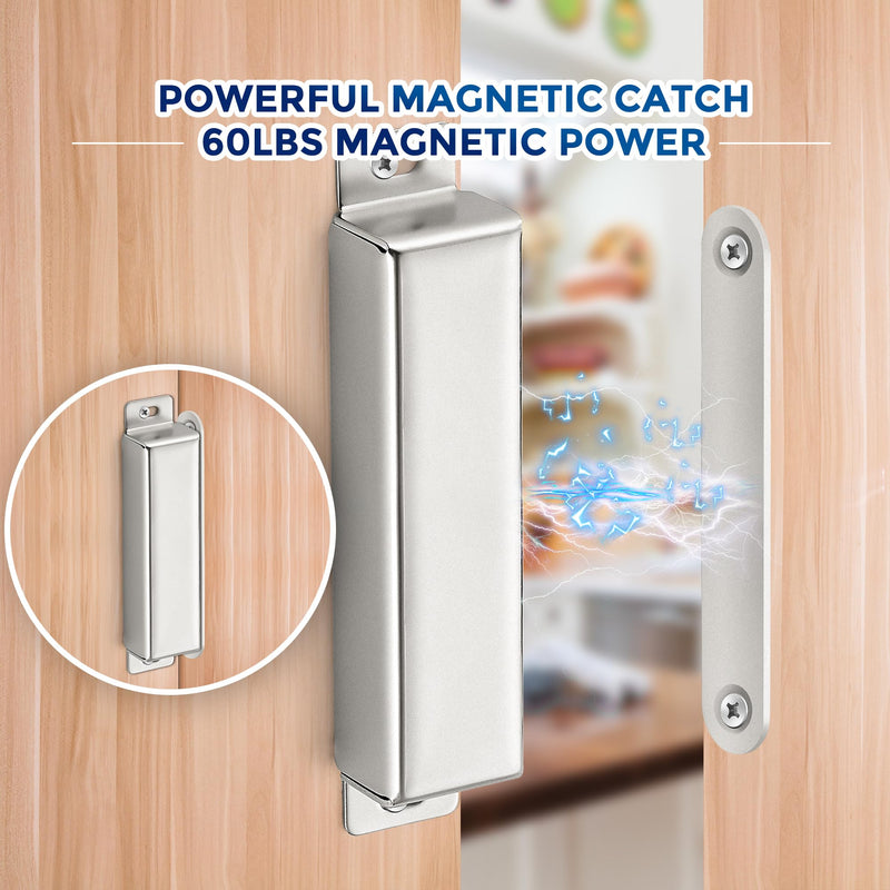 Ravinte Cabinet Door Magnets, 90lbs Strong Magnetic Door Catch, Heavy Duty Magnet Latch, Closet Door Magnetic Catch, Concealed Magnets for Cabinet Doors Cupboard Drawer Wardrobe Closet, 2 Pack Silver X-Large-90 lbs