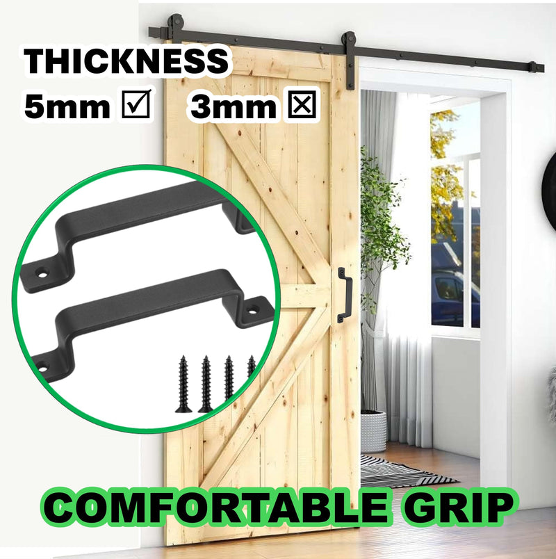 Premium Barn Door Handles Black,7.4 inch,2 Packs,Heavy Duty Rustic Metal Pulls for Sliding, Garage,Shed, Gate, Closet, Drawer, Indoor/Outdoor