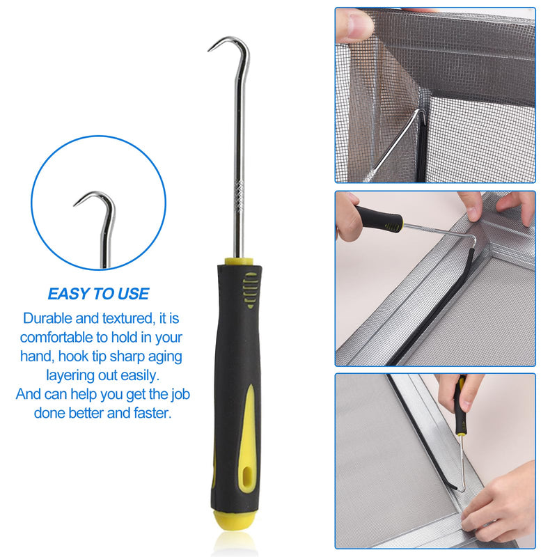 BAYTORY Window Screen Spline, 0.16" x 100' Replacement Round Black Window Screen Retainer Spline and Spline Removal Hook, Window Screen Repair for Installing Door Mesh Screens (0.16 in x 100 ft) 0.16 in x 100 ft