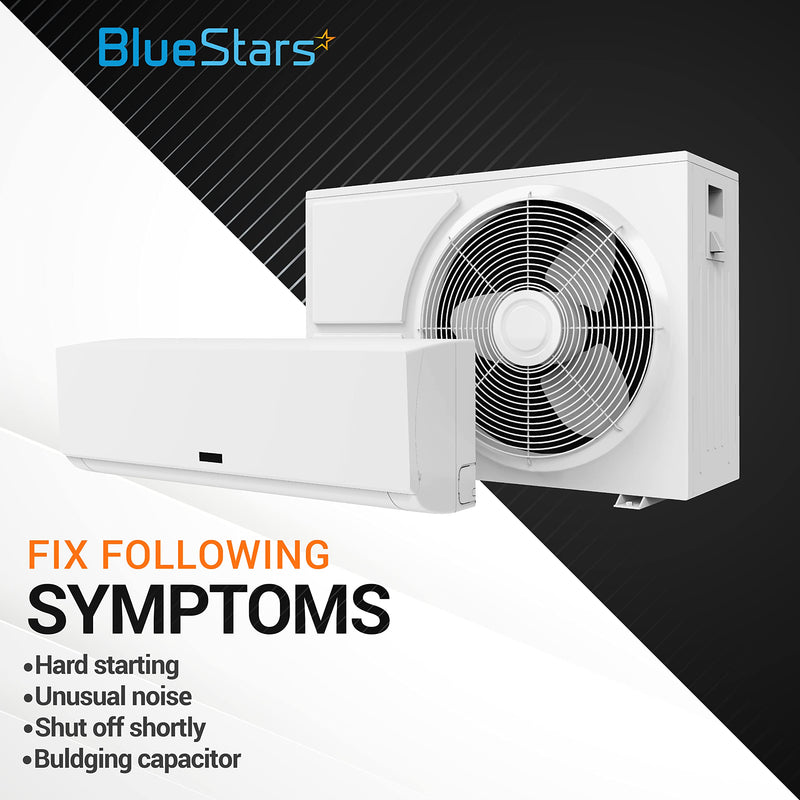 Original Version 10 uF MFD ±5% 370/440V CBB65 Oval Run Start Capacitor Replacement Part by BlueStars - Exact Fit for AC Motor Run or Fan Start and Cool or Heat Pump Air Conditioner