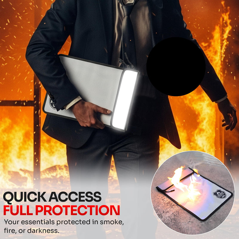 Mart Cobra Fireproof Document Bag with Zipper Fire and Waterproof Document Storage Fireproof Money Bag Cash Fire Proof for Important Home Documents Safe Accessories Paper Holder Pouch Envelope Travel 6400°F Protection