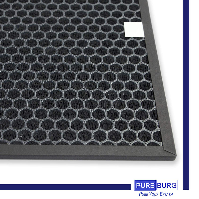 PUREBURG Replacement Filter Compatible with Sharp FP-F60UW FP-F60U-W Air Purifier Part FZ-F60HFU FZ-F60DFU, H13 True HEPA and Activated Carbon Air Clean Odors