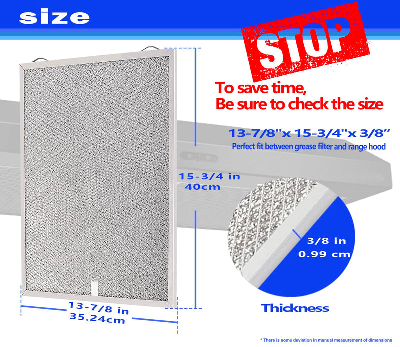 S99010430-002 Compatible with BR Range Hood Filter 13-7/8'' x 15-3/4" 4512880 Replacement Nu-tone Range Hood Filter 2 Pack HPF30 Grease Filter Upgrade 5-Layer Nutone Kitchen Exhaust Fan Filter Screen S99010430-002 Range Hood Filter