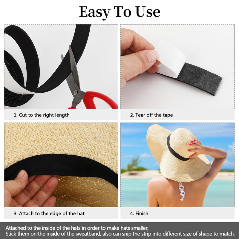 Hat Tape Roll 80" Hats Size Reducer Insert Foam Filler Cap Sizing Tape Self Adhesive for Hard Hat, Cowboy, Fedora, Baseball Caps, Pana, Straw, Western