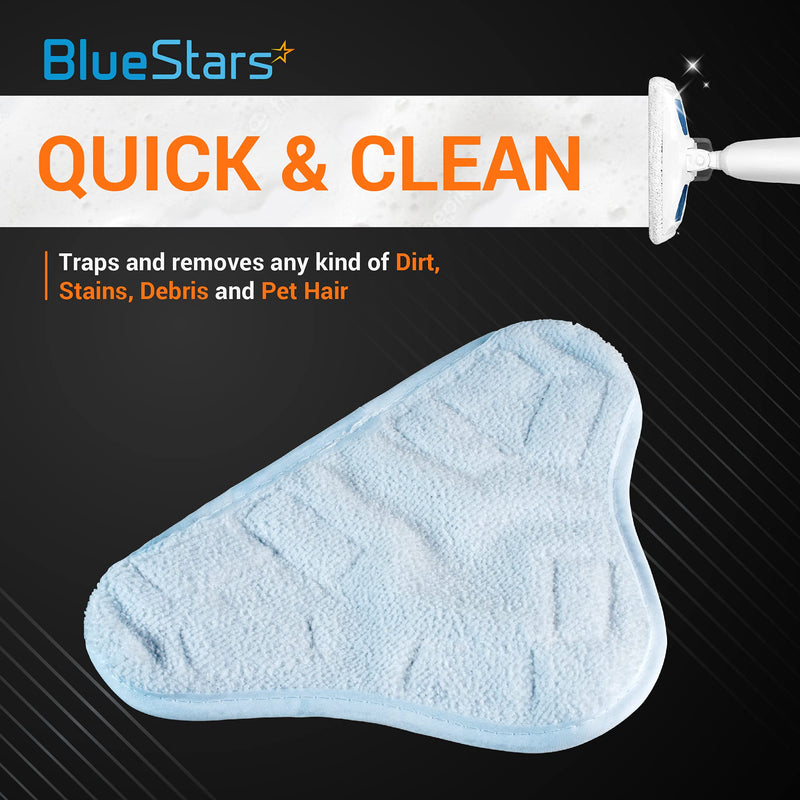 BlueStars 8-Pack H2OX5 Microfiber Steam Mop Pads Replacement for H2O H20 Steam Mop X5 – Washable & Reusable, Exact Fit for H2O X5 Models Pack of 8