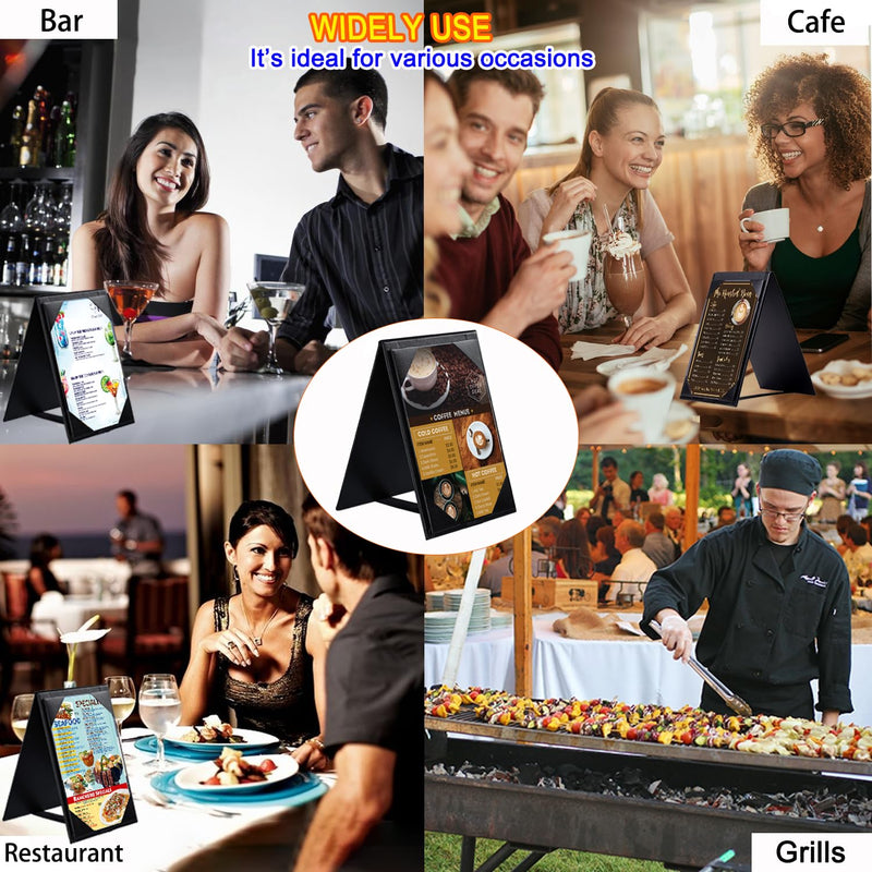 Leather Table Tent Leather Menu Holder Sign Display Black Menu Covers for Cafes Bars or Restaurant for 5×7 inch Menus (1 Pack/5×7 inch) 1 pack/5×7 inch