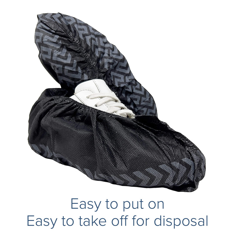 Innovative Haus 100 Pack (50 Pairs) Black Extra Large Disposable Boot and Shoe Covers Disposable - Indoors Reusable Booties for Shoes Covers - Non Slip Treads - Fits US Men's 14 and Women's 16