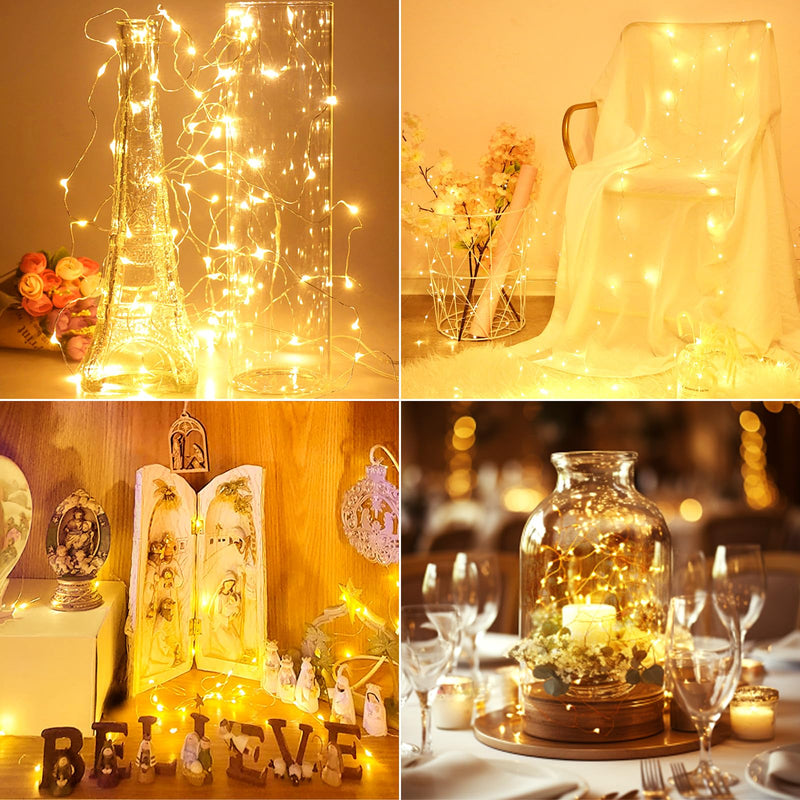 kolpop 30 Pack LED Fairy Lights Battery Operated, 7FT 20 LED Mini Twinkle String Lights Battery Powered Waterproof for Christmas Mason Jars Party (Warm White) Warm White