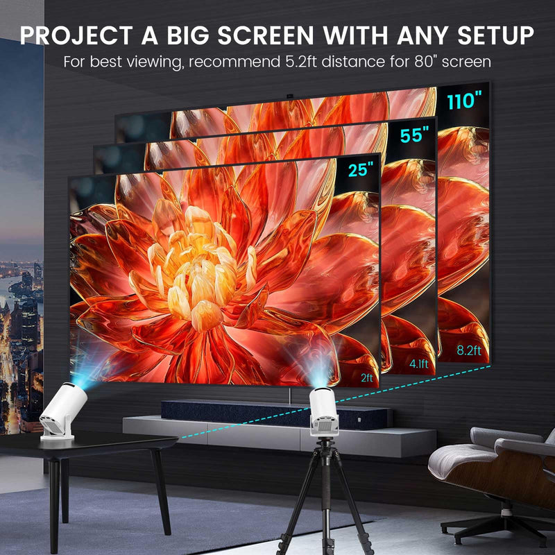 Mini Projector, Portable Projector with WiFi 6 and Bluetooth 5.4, 160 ANSI 4k HD Smart Projector, Compatible with Phone, TV Stick, Laptop, HDMI, USB for Movie Home Outdoor, HY300 PRO+ HY300 PRO+