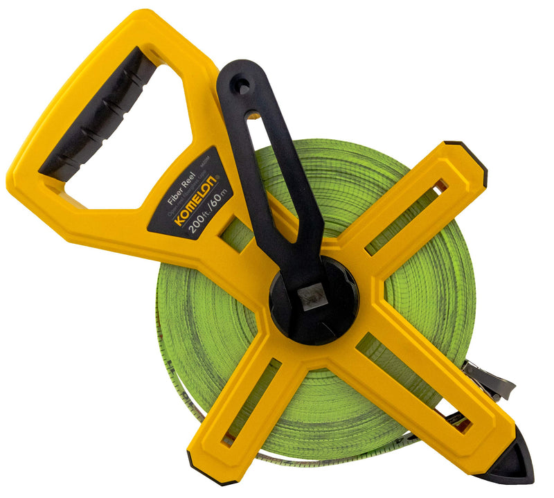 Komelon 6622IM Fiber Reel Long Open Reel Tape Measure Inch/Metric Scale with Double Nylon Coated Fiberglass Blade 200-Feet/60M by 1/2-Inch