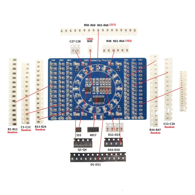 Gikfun DIY SMD SMT Welding Practice Soldering Skill Training Board Ek7028