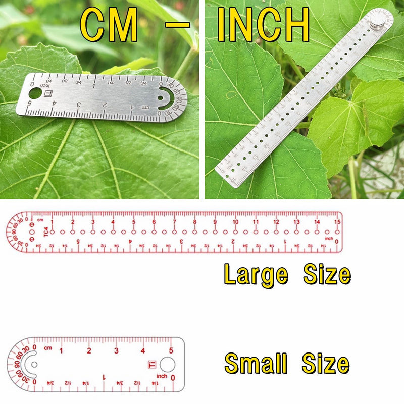 Titanium Ruler, Metal Straight Ruler, Portable EDC Multifunctional Micro Ruler, Double-Faced Drawing Ruler, Protractor, Compasses, Arc, Measuring Tools Rule(CM/INCH) (Large) Large