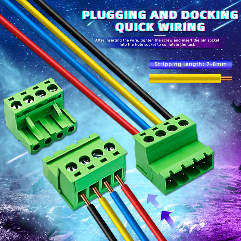 15pairs 4 Pin 5.08mm Pitch PCB Mount Screw，15Pcs 4 Pin Phoenix Type Connector PCB Mount Screw Terminal Block Connector with 15Pcs 4 Pin Plug 5.08mm 4 Pin