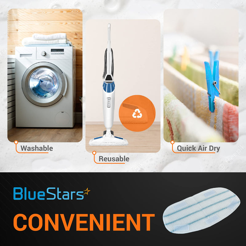 BlueStars 10-Pack Microfiber Steam Mop Pads for PurSteam ThermaPro 10-in-1 Steam Mop – Washable, Reusable Replacement for ThermaPro 211 Steam Mop Cleaners 10 Packs Stripped Pads