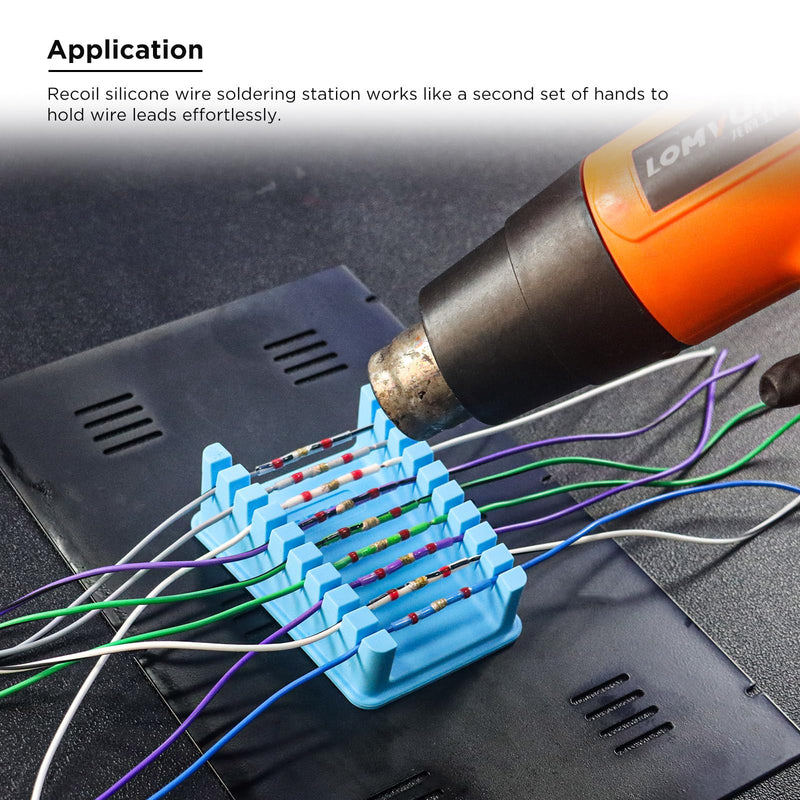 Recoil SWSL 9 Slots Silicone Wire Harness Soldering Holder Wire Leads Clamp Stand with Neo Magnets Base, Holds 30AWG to 12AWG Wires, High Temperature Silicone