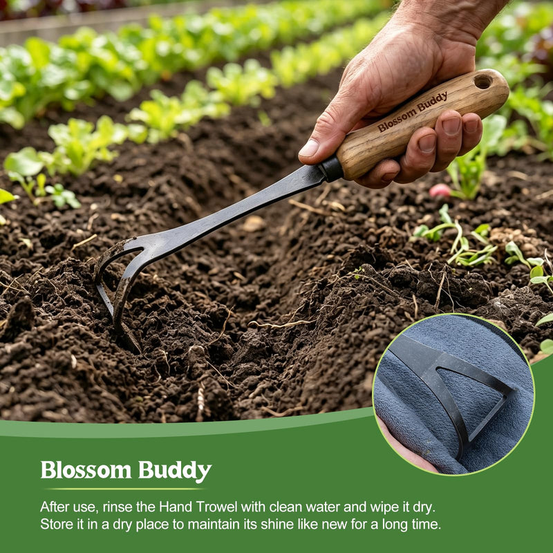 Stainless Steel Bio Onion Hand Hoe, Wooden Handle Garden Weeding Tool, Manual Cultivator
