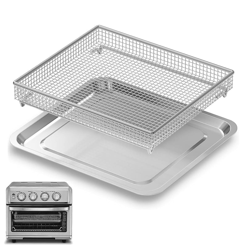 Stainless Steel Baking Tray Pan and Air Fryer Basket Compatible with Cuisinart Airfryer TOA-060 and TOA-065 and TOA-070 (with Cuisinart TOA-060 and TOA-065) with Cuisinart TOA-060 and TOA-065
