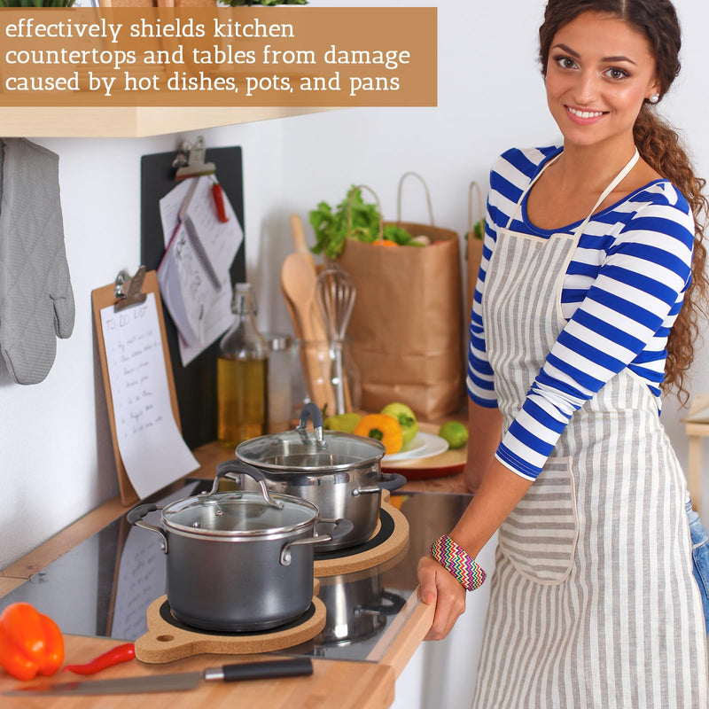 Meanplan 4 Pack Magnet Cork Trivet Magnetic Pot Holders for Hot Pots and Pans Protects Table Kitchen Countertops Protection for Cooking and Baking, Easy to Use, 10", 8", 6"