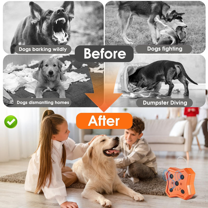 Anti Barking Device for Dogs: Ultrasonic Dog Bark Deterrent Devices with 3 Training Modes 50 FT | Dog Barking Silencer Bark Box for Indoor Outdoor | Stop Barking Control Device for Dogs (Orange)