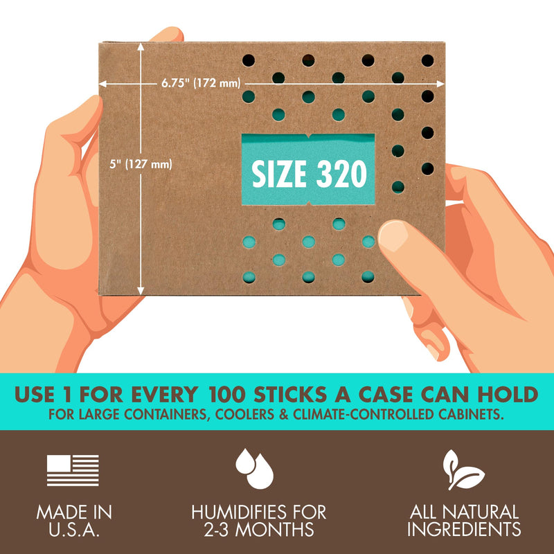 Boveda 72% Two-Way Humidity Control Pack For Large Wood Humidifier Boxes – Size 320 – Single – Moisture Absorber – Humidifier Pack – Individually Wrapped Hydration Packet 72% (Wood & Leather Containers)