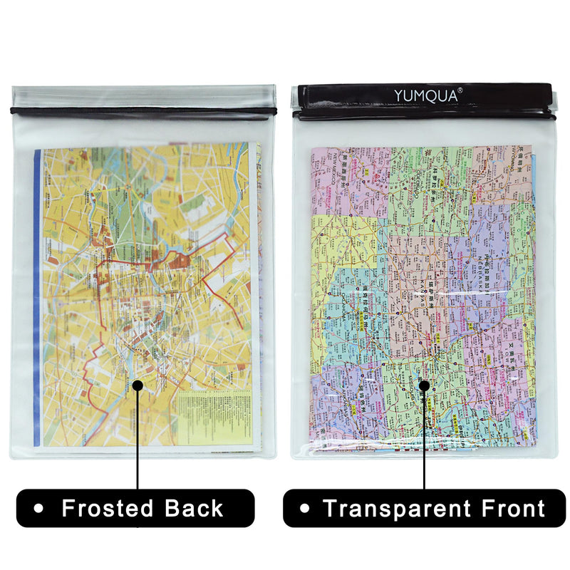 YUMQUA Waterproof Bags Large Size 3 Pack, Clear Watertight Pouch Holder for Document Map Camera Mobile Phone Car Key, fits Kayaking Boating Hiking Water Sports Black