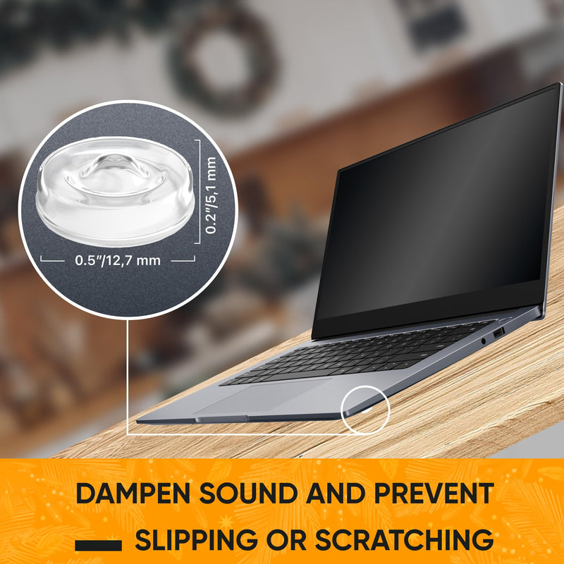 Vellax Self Adhesive Cabinet Door Bumpers - 128 pcs Sticky Silicone Clear Sound Dampening Rubber Bumpers - Cabinet Bumpers for Wall Protection, Kitchen Furniture, Decor, Drawer Stops SB-05P 128 Pcs - 0.5" x 0.2"