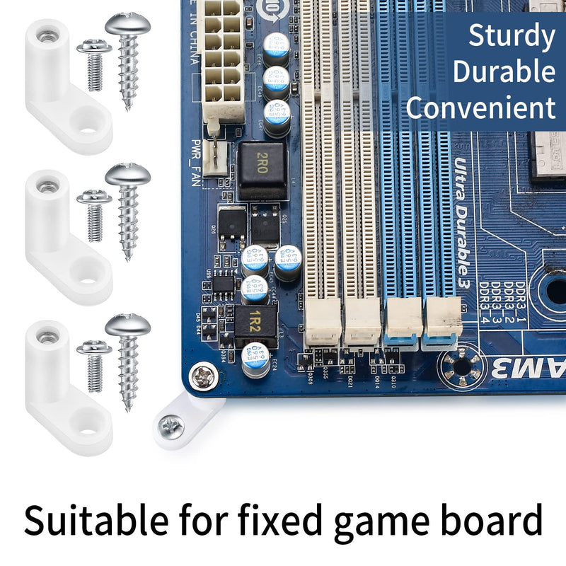 60 Pcs PCB Board Mounting Feet with Screws, White L Shape Circuit Board Plastic Standoffs Mounting Hardware, Game Console Motherboard Fixed Plastic Feet for Arcade Gaming Board Console Motherboard