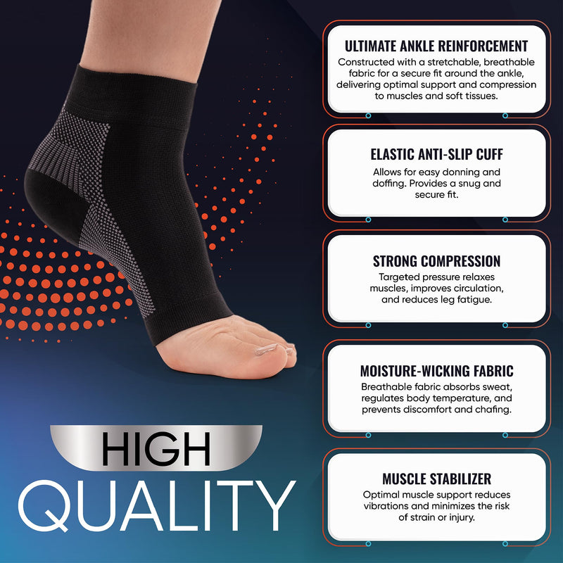 Compression Socks for Plantar Fasciitis, Achilles Tendonitis Relief - (1 Pair) Ankle Compression Sleeve for Heel Spurs, Foot Swelling & Fatigue - Arch Support Brace for Everyday Use Medium Black 2