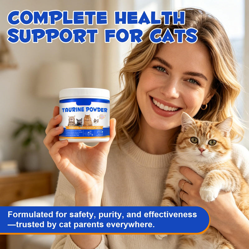 Taurine Powder for Cats, 200g High Purity Taurine Supplement for Heart, Vision Support, Digestive Balance & Daily Vitality, Unflavored Amino Acid Powder for Homemade & Raw Diets Taurine for Cats