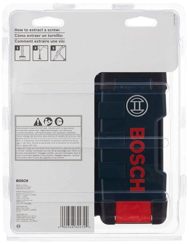 BOSCH BSPE6D 12-Piece Assorted Set Spiral Flute High-Carbon Steel Screw Extractor & Black Oxide Drill Bits Ideal for Removing Stripped Screws, Bolts, Fasteners 12-Piece Set