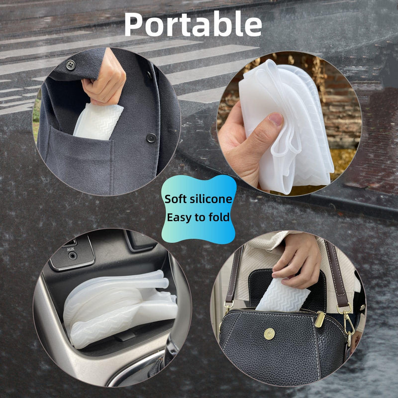 Waterproof Shoe Covers 2 Pairs,Rain Shoe Covers Reusable Silicone Non Slip Shoe Covers for Outdoor,Rain Shoe Covers for Women and Men (Clear, Large) Clear