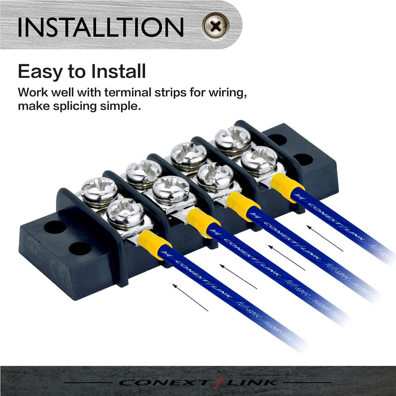Conext Link STV-8B100 Vinyl Spade Terminal 100 Pack (#8 Stud, Blue 16-14 Gauge)