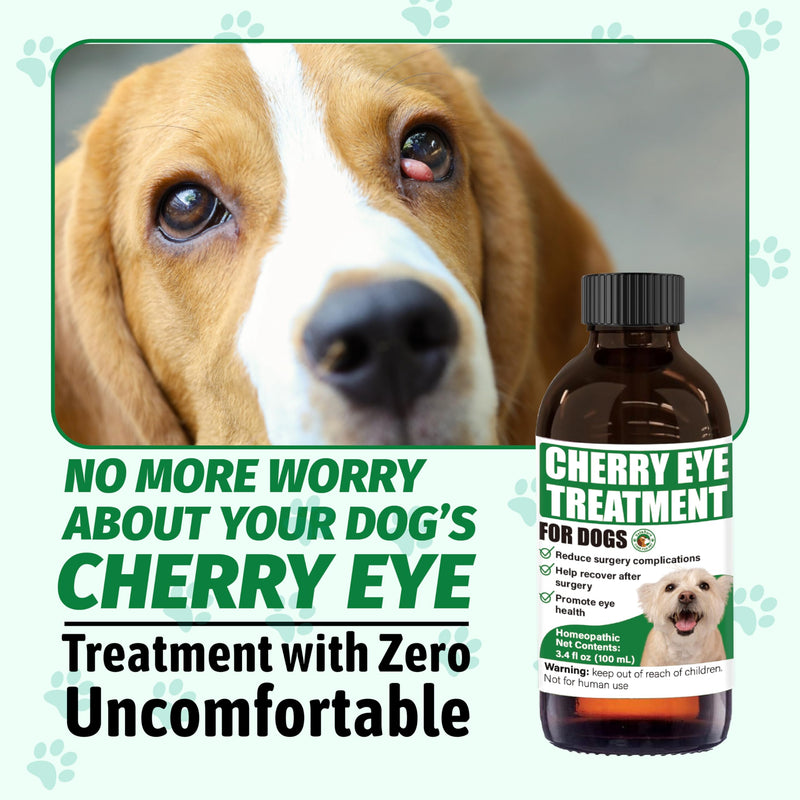 Cherry Eye Treatment for Dogs, 100 ml Liquid Terra-CIN for Conjunctivitis, Reduces Redness and Swelling, Homeopathic Oral Eye Wellness Supplement with 3 ml Dropper