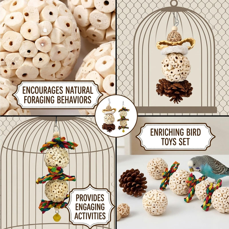 4PCS Sola Balls for Birds, Bird Sola Balls Set of Four, Interactive Bird for Parrots and Small Birds, Suitable for Parrots and Birds to Use