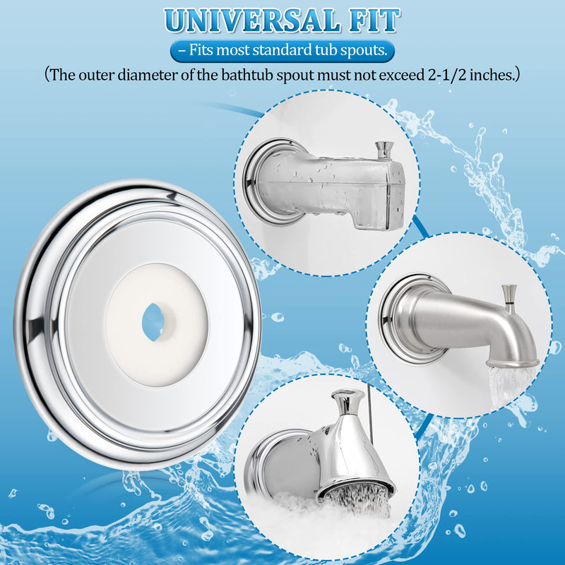 Enhon 2 Pack Metal Tub Spout Cover Ring, Bathroom Faucet Remodeling Wall Plate with Foam Gasket, 1-1/2 Inch ID and 3-5/8 Inch OD(Chrome) Chrome - NewNest Australia