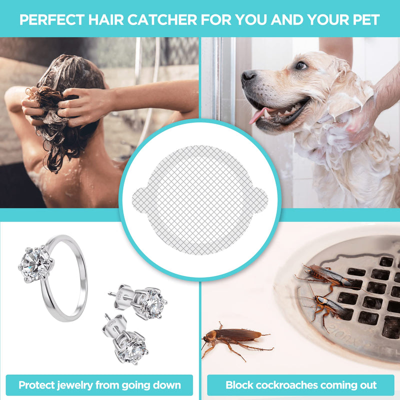 25 Pack, Disposable Shower Drain Hair Catcher Mesh Stickers 25