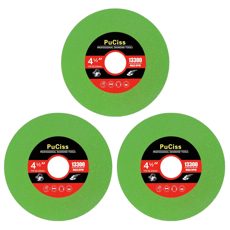 4-1/2 Inch Glass Cutting Disc for Angle Grinders, Diamond Saw Blades Wheel Multi-Material for Grinding Ceramic, Crystal, Tile, Wine Bottle, 7/8" Arbor - 5 Pack. 4-1/2"