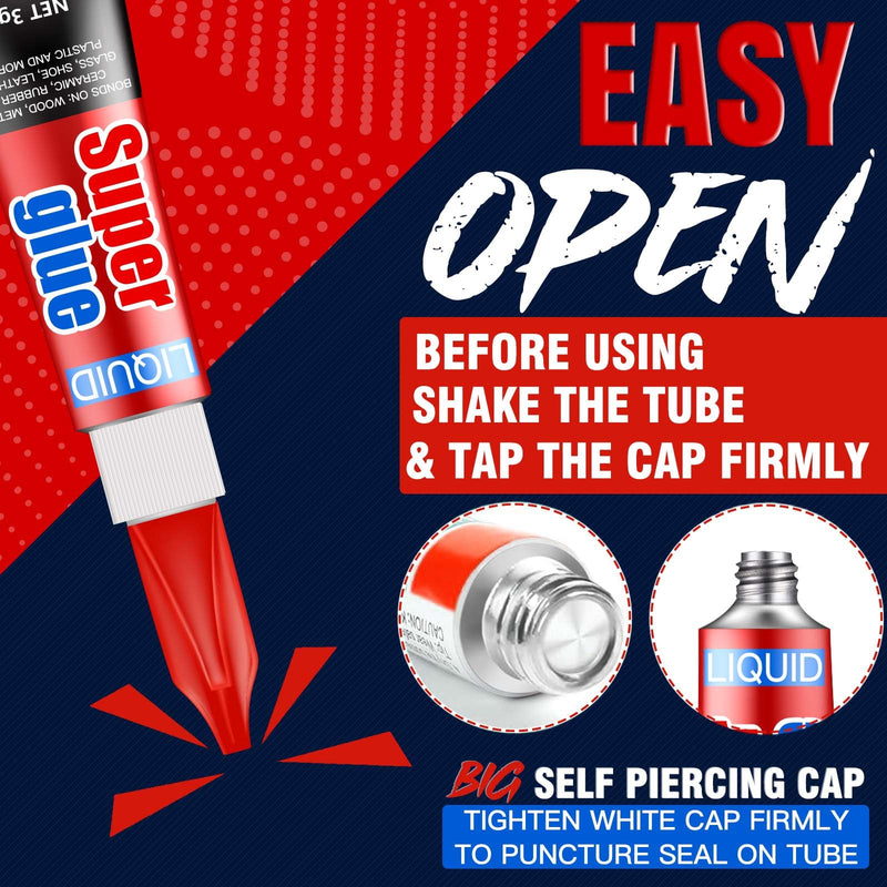 3 Gram (Pack of 6) Single Use Super Glue Liquid, Super Fast, Thin & Strong Adhesive Superglue, Cyanoacrylate Glue for Hard Plastics, DIY Craft, Ceramics, Leather, Metal Etc Pack of 6
