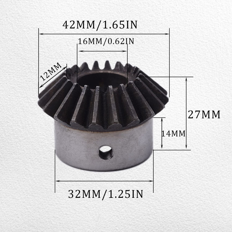 2Pcs Bevel Gear Tapered Bevel Pinion Gear Bevel Gears 2 Module 20 Teeth for Hardware Mechanical Rotation (20T 16mm Hole) 20T 16mm Hole